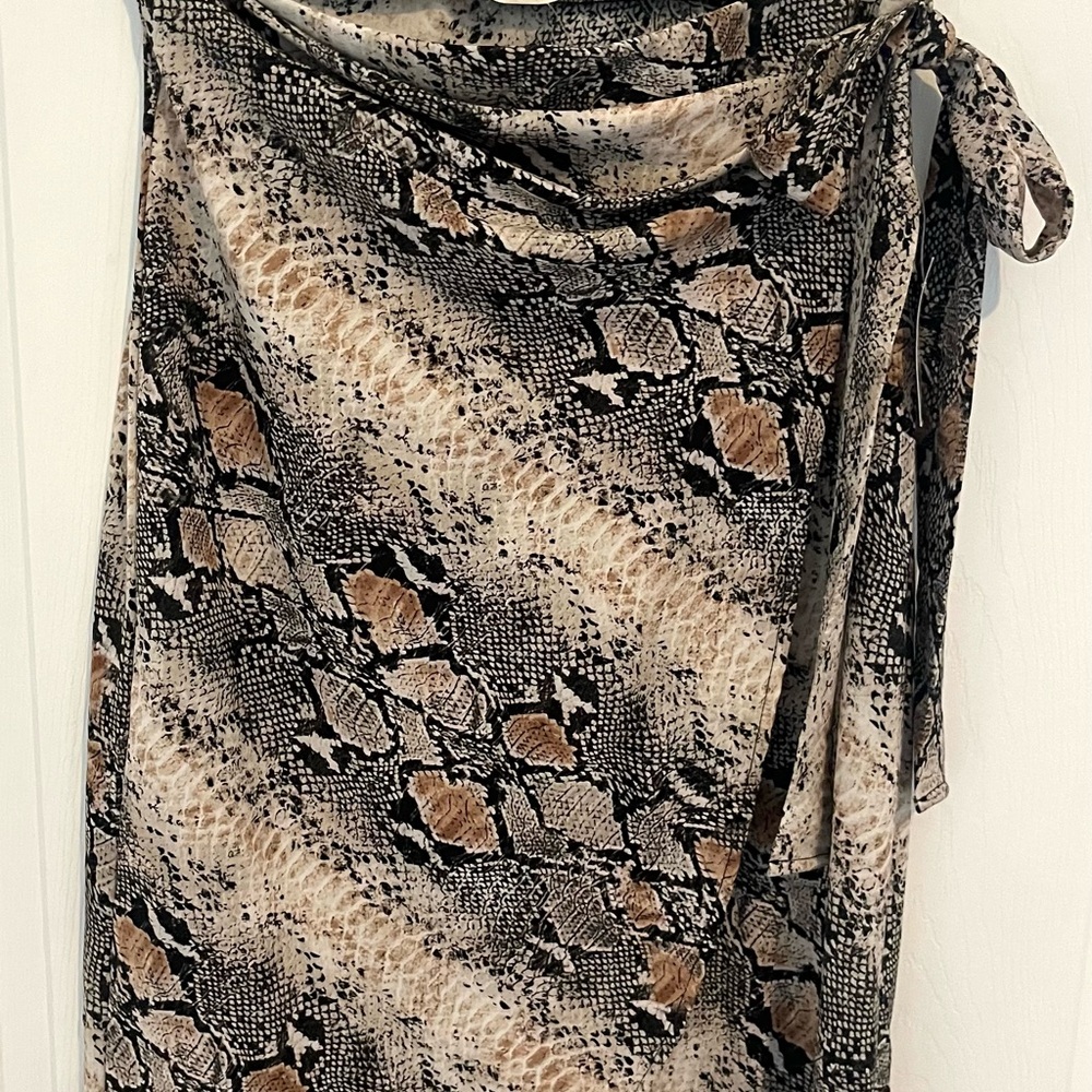 Luxe Snake Print Satin Wrap Midi Skirt